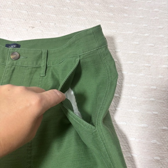 J. Crew Cotton Camp Pant Women’s Size 12 Patch Pockets Tapered Leg Casual Green - Picture 11 of 13